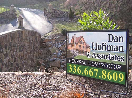 Dan Huffman & Associates General Contractor Sign at Chestnut Mountain in McGrady, NC.